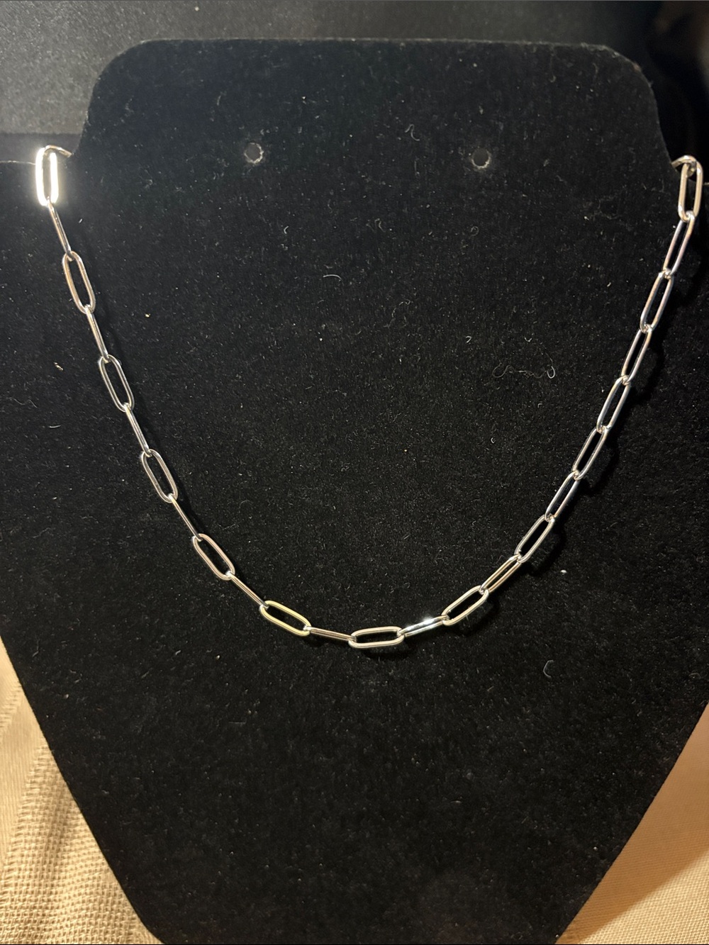 Silver Paperclip Chain Necklace - Minimal Women's Jewelry